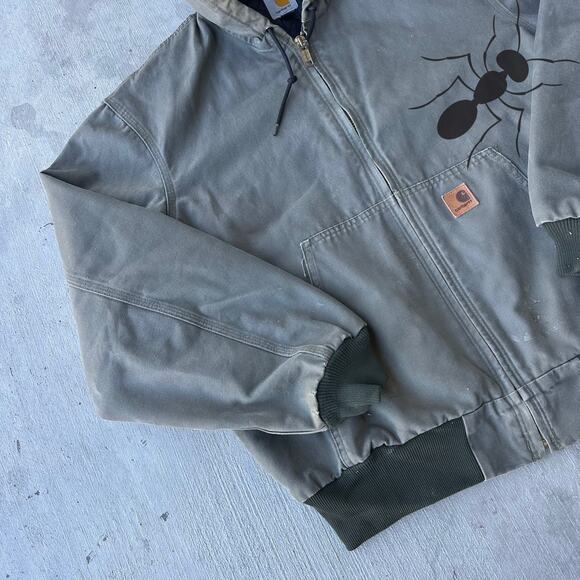 Vintage Y2K Carhartt J280 MOS green hooded work wear jacket - Picture 2 of 10